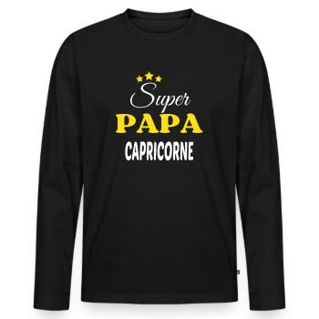 Super Papa CAPRICORNE ANNIVERSAIRE - T-shirt manches longues Premium bio Homme - noir - Devant - Nico (187cm)