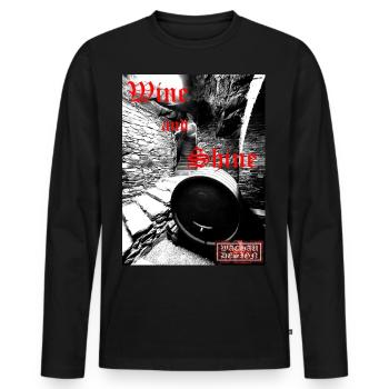 wine and shine bw ed - Männer Premium Bio Langarmshirt - Schwarz - Vorne - Nico (187cm)