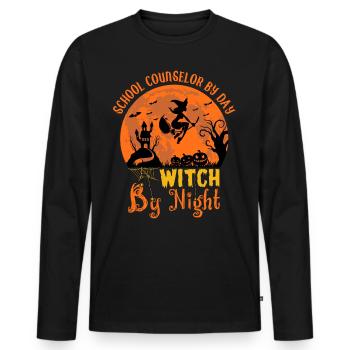 Halloween Witch Moon for School Principal and Teacher - Men's Premium Organic Long Sleeve Shirt - black - Front - Nico (187cm)