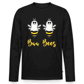 Boo Bees - Des abeilles d’Halloween déguisées en fantômes - T-shirt manches longues Premium bio Homme - noir - Devant - Nico (187cm)