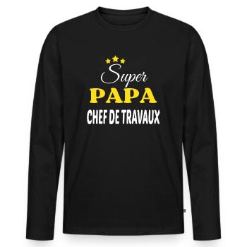 Super Papa CHEF DE TRAVAUX ANNIVERSAIRE - T-shirt manches longues Premium bio Homme - noir - Devant - Nico (187cm)