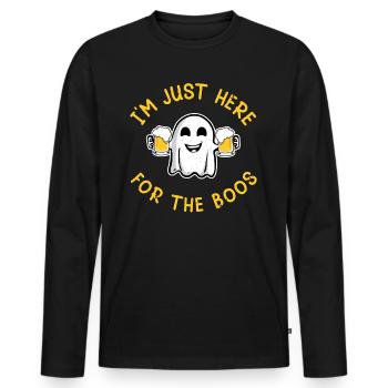 Halloween Gespenst: I'm Just Here For The Boos - Männer Premium Bio Langarmshirt - Schwarz - Vorne - Nico (187cm)