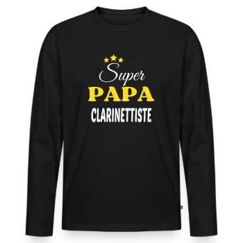 Super Papa CLARINETTISTE ANNIVERSAIRE - T-shirt manches longues Premium bio Homme - noir - Devant - Nico (187cm)