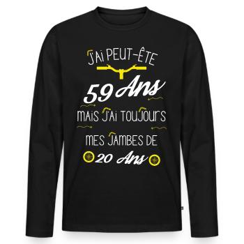 Idée cadeau d'anniversaire 59 Ans - T-shirt manches longues Premium bio Homme - noir - Devant - Nico (187cm)