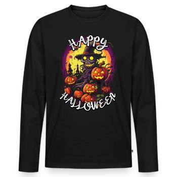 Design pop art effrayant et amusant: Joyeux Halloween - T-shirt manches longues Premium bio Homme - noir - Devant - Nico (187cm)