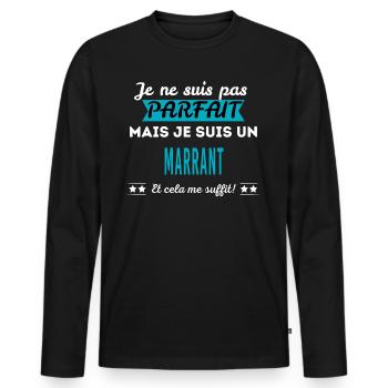 Je ne suis pas parfait MARRANT - T-shirt manches longues Premium bio Homme - noir - Devant - Nico (187cm)