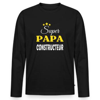Super Papa CONSTRUCTEUR ANNIVERSAIRE - T-shirt manches longues Premium bio Homme - noir - Devant - Nico (187cm)