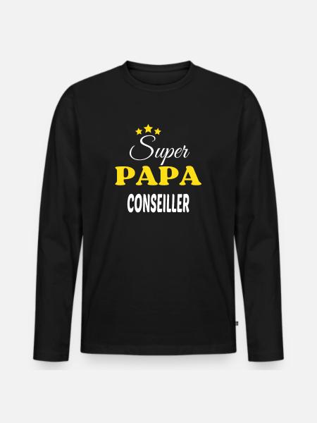 Super Papa CONSEILLER ANNIVERSAIRE - T-shirt manches longues Premium bio Homme - noir