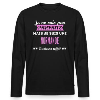 Je ne suis pas parfaite Normande - T-shirt manches longues Premium bio Homme - noir - Devant - Nico (187cm)