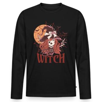 Bad Witch - Vintage Halloween Hexe im Retro-Look - Männer Premium Bio Langarmshirt - Schwarz - Vorne - Nico (187cm)