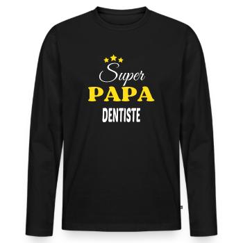 Super Papa DENTISTE ANNIVERSAIRE - T-shirt manches longues Premium bio Homme - noir - Devant - Nico (187cm)