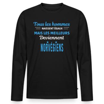 tous les hommes naissent égaux Norvégiens - T-shirt manches longues Premium bio Homme - noir - Devant - Nico (187cm)