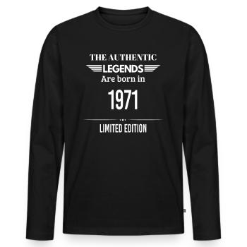 LEGENDS ARE BORN IN 1971 LIMITED EDITION - Men's Premium Organic Long Sleeve Shirt - black - Front - Nico (187cm)