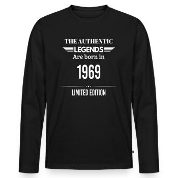 LEGENDS ARE BORN IN 1969 LIMITED EDITION - Men's Premium Organic Long Sleeve Shirt - black - Front - Nico (187cm)