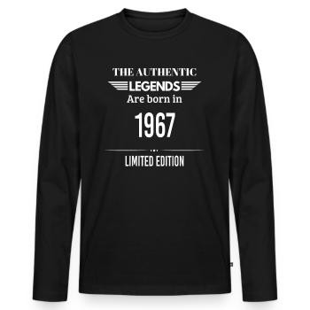 LEGENDS ARE BORN IN 1967 LIMITED EDITION - Men's Premium Organic Long Sleeve Shirt - black - Front - Nico (187cm)