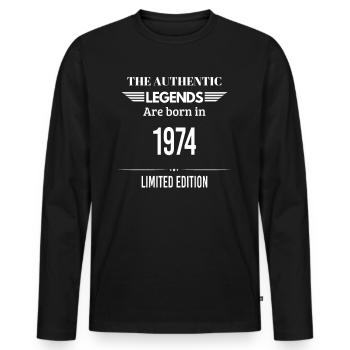 LEGENDS ARE BORN IN 1974 LIMITED EDITION - T-shirt manches longues Premium bio Homme - noir - Devant - Nico (187cm)