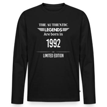 LEGENDS ARE BORN IN 1992 LIMITIERTE AUFLAGE - Männer Premium Bio Langarmshirt - Schwarz - Vorne - Nico (187cm)