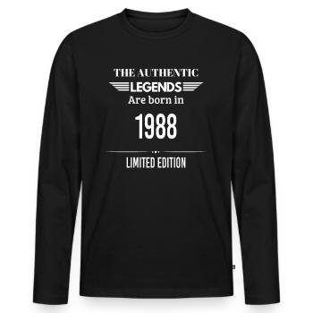 LEGENDS ARE BORN IN 1988 LIMITIERTE AUFLAGE - Männer Premium Bio Langarmshirt - Schwarz - Vorne - Nico (187cm)