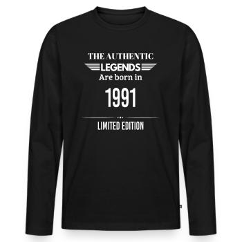 LEGENDS ARE BORN IN 1991 LIMITED EDITION - T-shirt manches longues Premium bio Homme - noir - Devant - Nico (187cm)