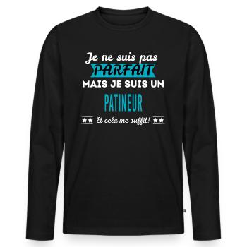 Je ne suis pas parfait PATINEUR - T-shirt manches longues Premium bio Homme - noir - Devant - Nico (187cm)