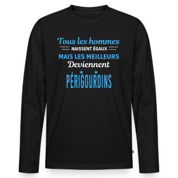 tous les hommes naissent égaux Périgourdins - T-shirt manches longues Premium bio Homme - noir - Devant - Nico (187cm)