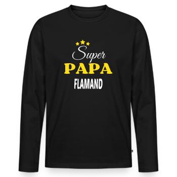 Super Papa FLAMAND ANNIVERSAIRE - T-shirt manches longues Premium bio Homme - noir - Devant - Nico (187cm)