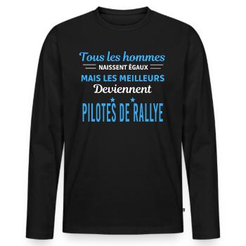 tous les hommes naissent égaux Pilotes de rallye - T-shirt manches longues Premium bio Homme - noir - Devant - Nico (187cm)
