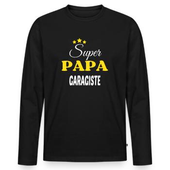 Super Papa GARAGISTE ANNIVERSAIRE - T-shirt manches longues Premium bio Homme - noir - Devant - Nico (187cm)