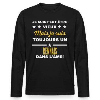 Je suis peut-être vieux RENNAIS - T-shirt manches longues Premium bio Homme - noir - Devant - Nico (187cm)