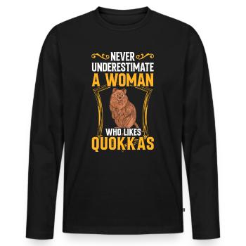 Woman with quokka marsupial Australia - Men's Premium Organic Long Sleeve Shirt - black - Front - Nico (187cm)