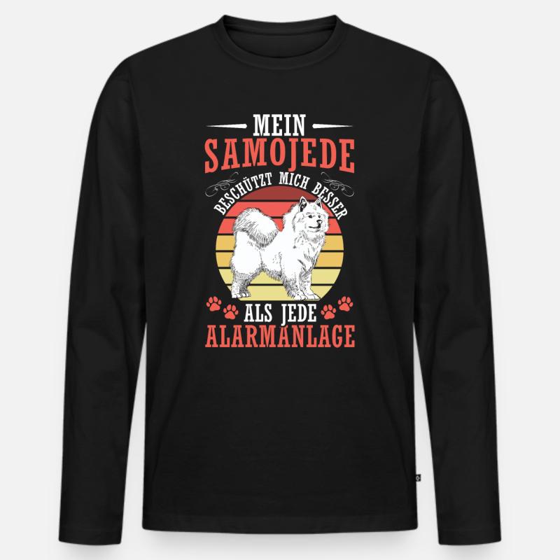 Samojede beschützt mich Samojedenspitz - Männer Premium Bio Langarmshirt - Schwarz