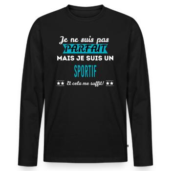 Je ne suis pas parfait SPORTIF - T-shirt manches longues Premium bio Homme - noir - Devant - Nico (187cm)