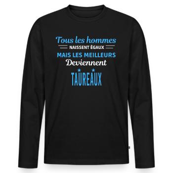 tous les hommes naissent égaux Taureaux - T-shirt manches longues Premium bio Homme - noir - Devant - Nico (187cm)