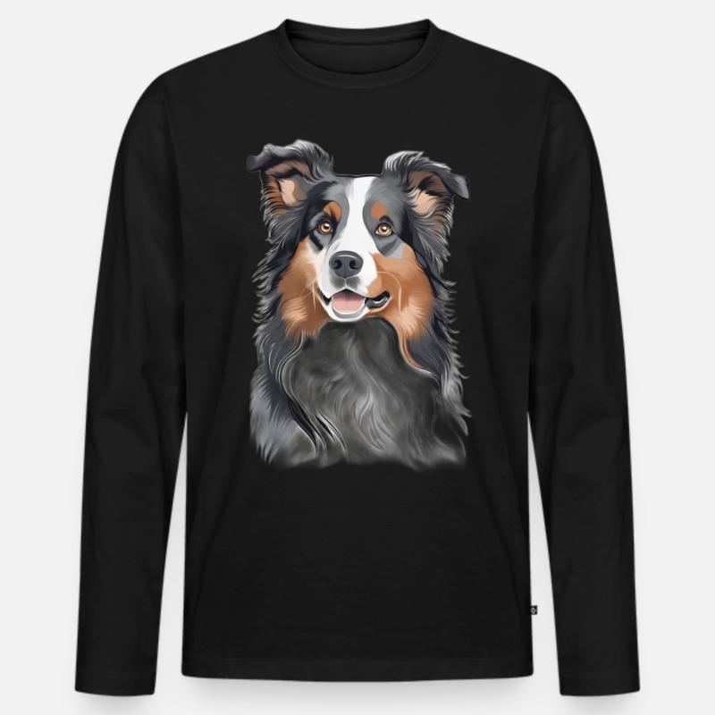 Australischer Schäferhund - Männer Premium Bio Langarmshirt - Schwarz