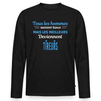 tous les hommes naissent égaux Tireurs - T-shirt manches longues Premium bio Homme - noir - Devant - Nico (187cm)