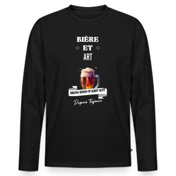 Bière Mon duo parfait depuis toujours et art - T-shirt manches longues Premium bio Homme - noir - Devant - Nico (187cm)