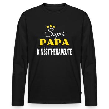 Super Papa KINÉSITHERAPEUTE ANNIVERSAIRE - T-shirt manches longues Premium bio Homme - noir - Devant - Nico (187cm)