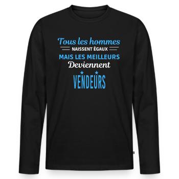 tous les hommes naissent égaux Vendeurs - T-shirt manches longues Premium bio Homme - noir - Devant - Nico (187cm)