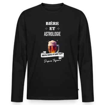Bière Mon duo parfait depuis toujours astrologie - T-shirt manches longues Premium bio Homme - noir - Devant - Nico (187cm)