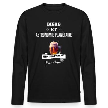 Bière Mon duo parfait depuis astronomie planétaire - T-shirt manches longues Premium bio Homme - noir - Devant - Nico (187cm)