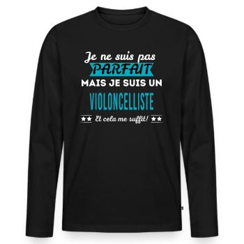 Je ne suis pas parfait VIOLONCELLISTE - T-shirt manches longues Premium bio Homme - noir - Devant - Nico (187cm)