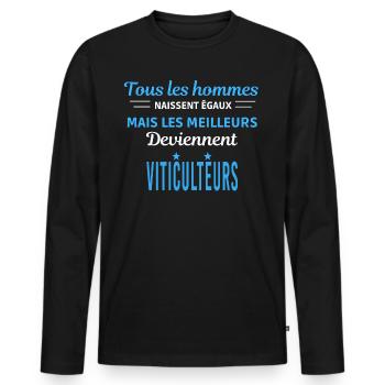 tous les hommes naissent égaux Viticulteurs - T-shirt manches longues Premium bio Homme - noir - Devant - Nico (187cm)