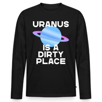 Uranus Humorous Space Design Saying - Men's Premium Organic Long Sleeve Shirt - black - Front - Nico (187cm)