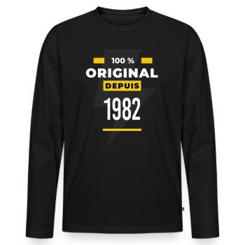 100 % original depuis 1982 CADEAU Anniversaire - T-shirt manches longues Premium bio Homme - noir - Devant - Nico (187cm)