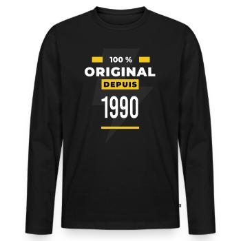 100 % original depuis 1990 CADEAU Anniversaire - T-shirt manches longues Premium bio Homme - noir - Devant - Nico (187cm)