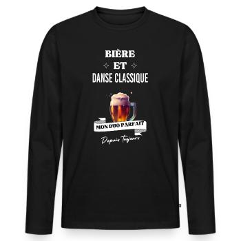 Bière Mon duo parfait depuis et danse classique - T-shirt manches longues Premium bio Homme - noir - Devant - Nico (187cm)