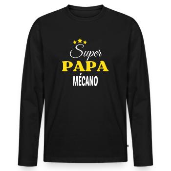 Super Papa MÉCANO ANNIVERSAIRE - T-shirt manches longues Premium bio Homme - noir - Devant - Nico (187cm)