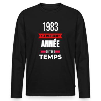 La meilleure année de tous les temps 1983 - T-shirt manches longues Premium bio Homme - noir - Devant - Nico (187cm)