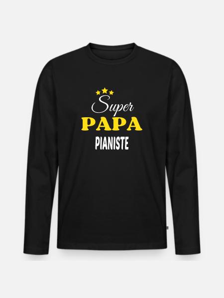 Super Papa PIANISTE ANNIVERSAIRE - T-shirt manches longues Premium bio Homme - noir
