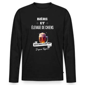 Bière Mon duo parfait depuis et élevage de chiens - T-shirt manches longues Premium bio Homme - noir - Devant - Nico (187cm)